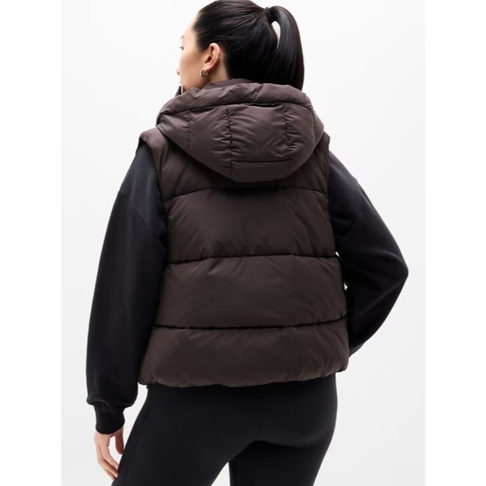 New Athleta M Stratus Puffer Vest Truffle Medium Regular - Picture 2 of 7